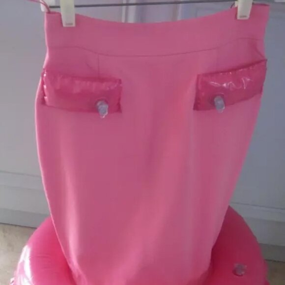MOSCHINO COUTURE POOL INFLATABLE BARBIE PINK SKIRT ONLY IT40 USA 6 2023 RUNWAY - Picture 11 of 16